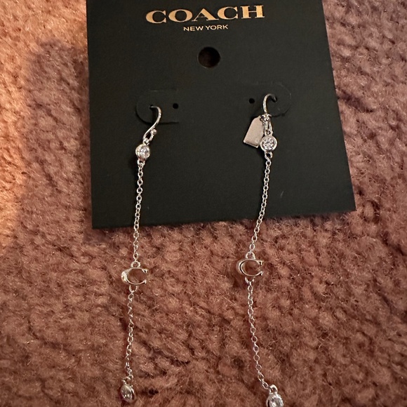NWT COACH SILVER DANGLE EARRINGS - Picture 1 of 2